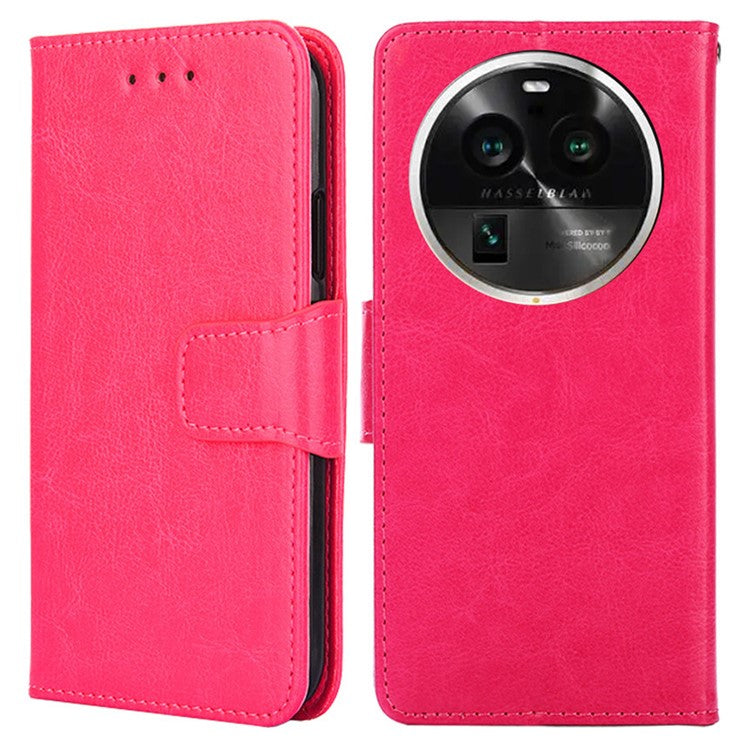 Protective Case for Oppo Find X6 Pro Leather Flip Phone Shell Anti-Fall Wallet Phone Case with Stand - Rose