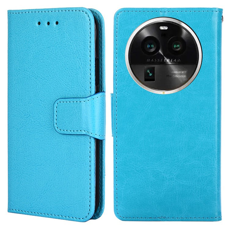 Protective Case for Oppo Find X6 Pro Leather Flip Phone Shell Anti-Fall Wallet Phone Case with Stand - Baby Blue
