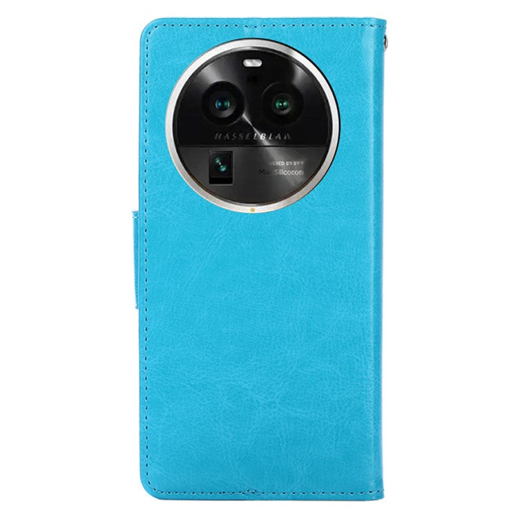 Protective Case for Oppo Find X6 Pro Leather Flip Phone Shell Anti-Fall Wallet Phone Case with Stand - Baby Blue