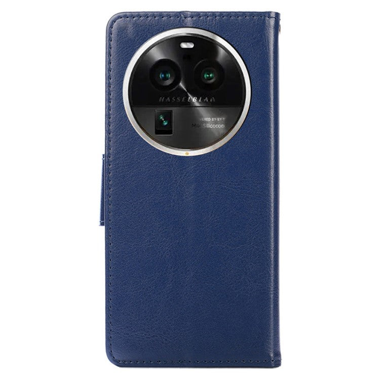 Protective Case for Oppo Find X6 Pro Leather Flip Phone Shell Anti-Fall Wallet Phone Case with Stand - Sapphire