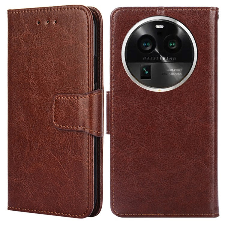 Protective Case for Oppo Find X6 Pro Leather Flip Phone Shell Anti-Fall Wallet Phone Case with Stand - Brown