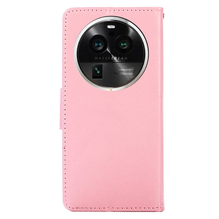 Protective Case for Oppo Find X6 Pro Leather Flip Phone Shell Anti-Fall Wallet Phone Case with Stand - Pink
