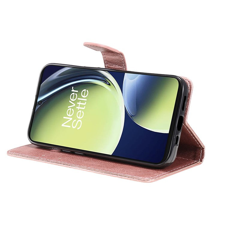 KT Leather Series-2 Wallet Folio Case for OnePlus Nord CE 3 Lite 5G / Nord N30 5G , PU Leather Stand Solid Color Phone Cover - Rose Gold