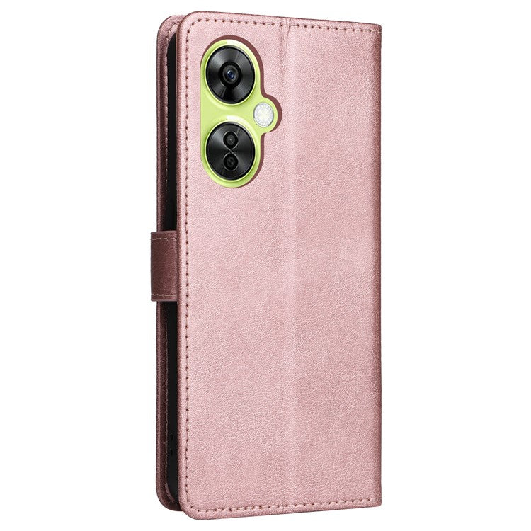 KT Leather Series-2 Wallet Folio Case for OnePlus Nord CE 3 Lite 5G / Nord N30 5G , PU Leather Stand Solid Color Phone Cover - Rose Gold