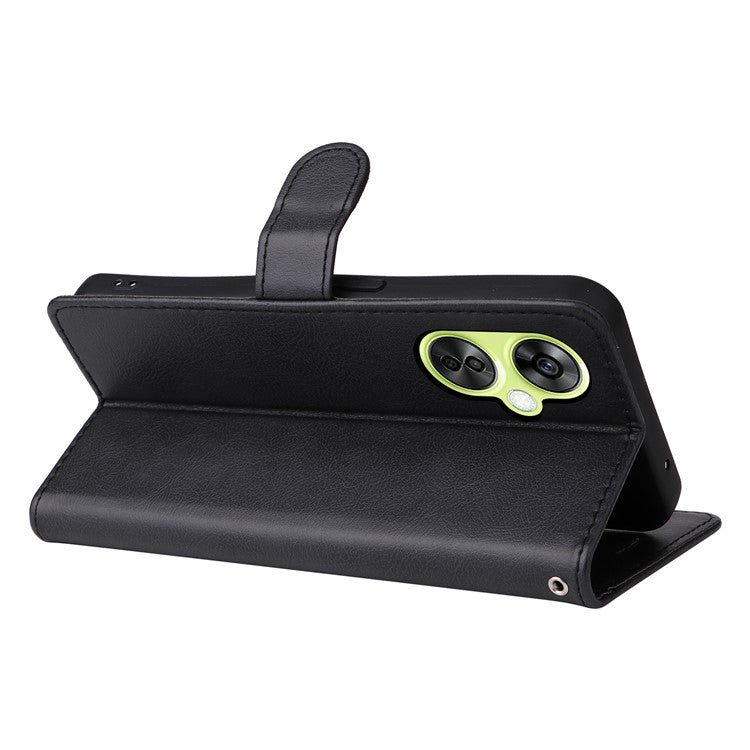 KT Leather Series-2 Wallet Folio Case for OnePlus Nord CE 3 Lite 5G / Nord N30 5G , PU Leather Stand Solid Color Phone Cover - Black