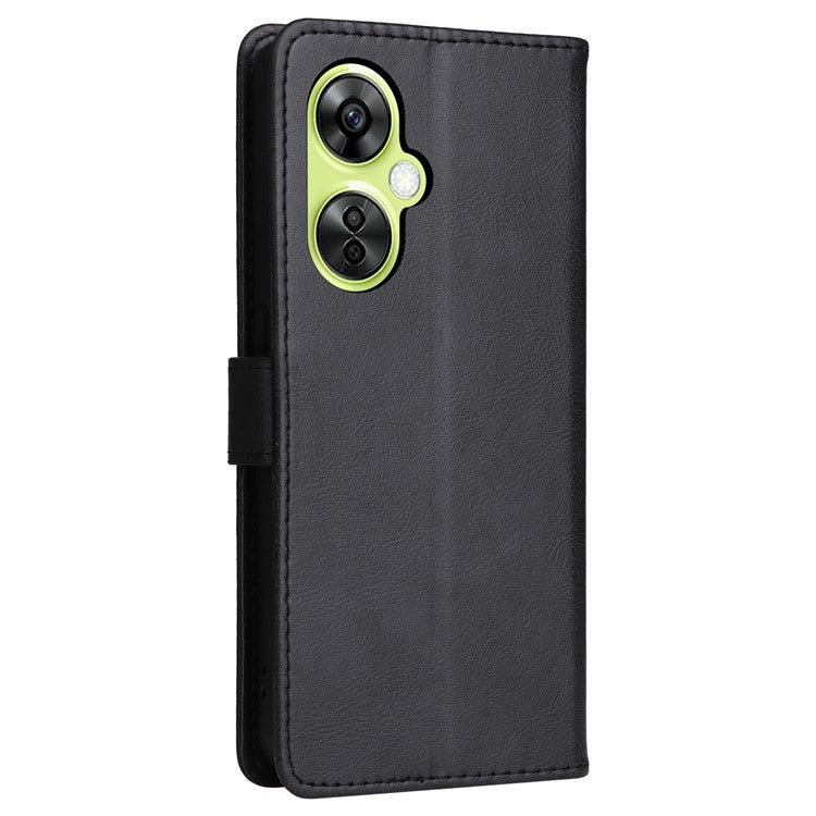 KT Leather Series-2 Wallet Folio Case for OnePlus Nord CE 3 Lite 5G / Nord N30 5G , PU Leather Stand Solid Color Phone Cover - Black