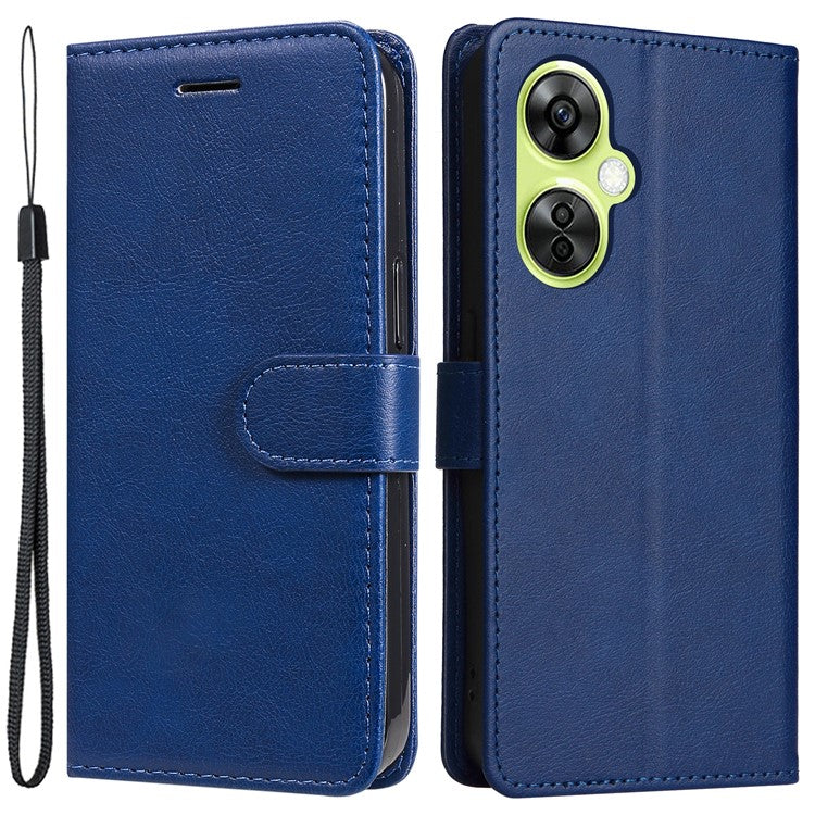 KT Leather Series-2 Wallet Folio Case for OnePlus Nord CE 3 Lite 5G / Nord N30 5G , PU Leather Stand Solid Color Phone Cover - Blue