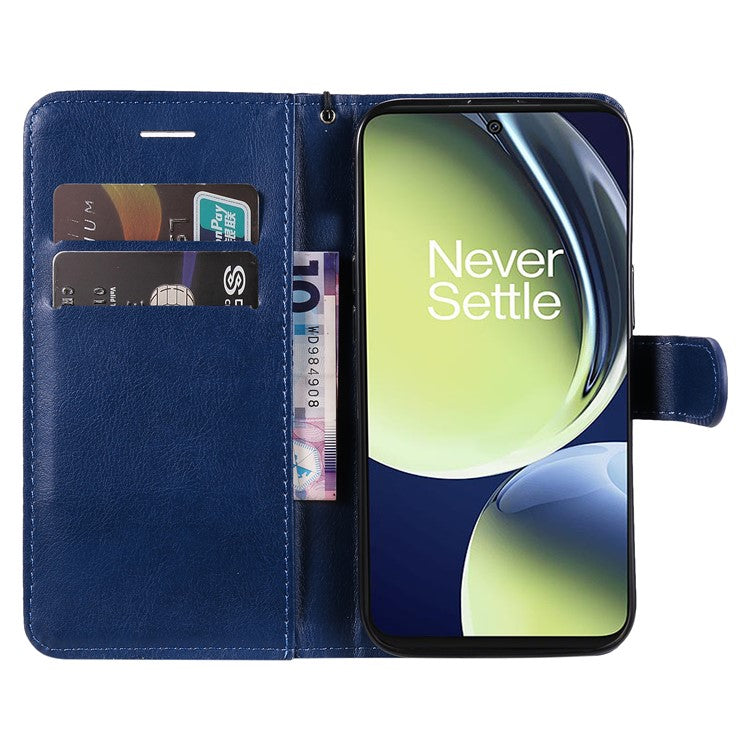 KT Leather Series-2 Wallet Folio Case for OnePlus Nord CE 3 Lite 5G / Nord N30 5G , PU Leather Stand Solid Color Phone Cover - Blue