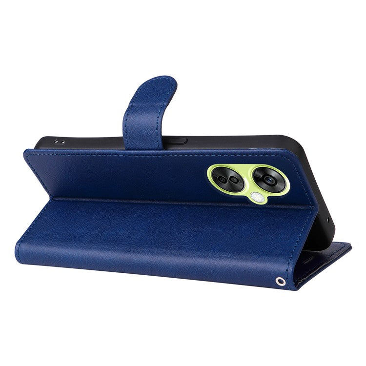 KT Leather Series-2 Wallet Folio Case for OnePlus Nord CE 3 Lite 5G / Nord N30 5G , PU Leather Stand Solid Color Phone Cover - Blue