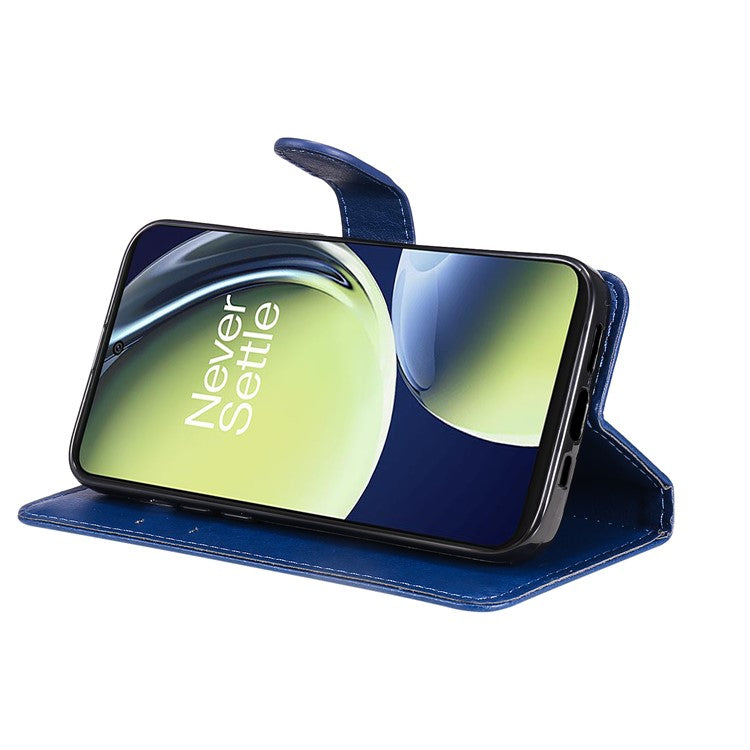KT Leather Series-2 Wallet Folio Case for OnePlus Nord CE 3 Lite 5G / Nord N30 5G , PU Leather Stand Solid Color Phone Cover - Blue
