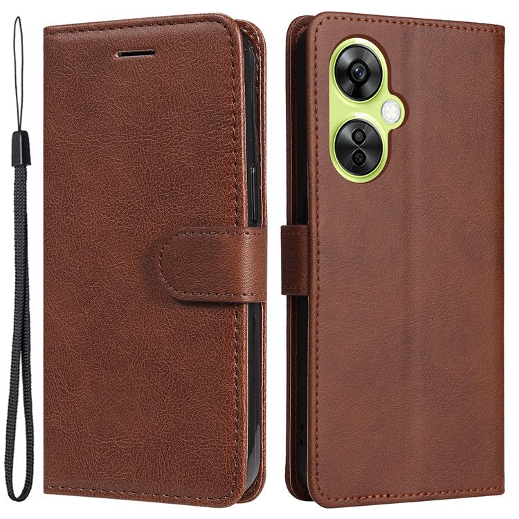 KT Leather Series-2 Wallet Folio Case for OnePlus Nord CE 3 Lite 5G / Nord N30 5G , PU Leather Stand Solid Color Phone Cover - Brown