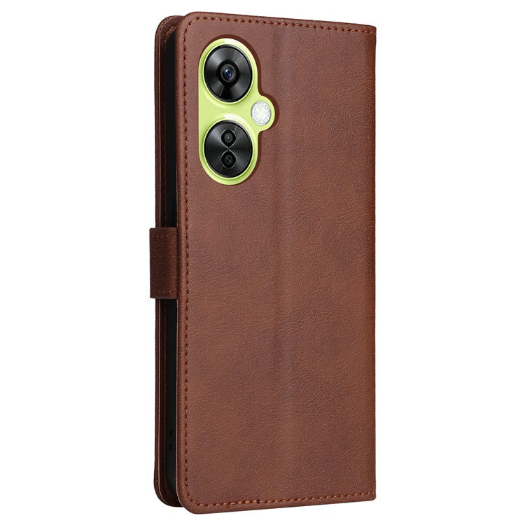 KT Leather Series-2 Wallet Folio Case for OnePlus Nord CE 3 Lite 5G / Nord N30 5G , PU Leather Stand Solid Color Phone Cover - Brown