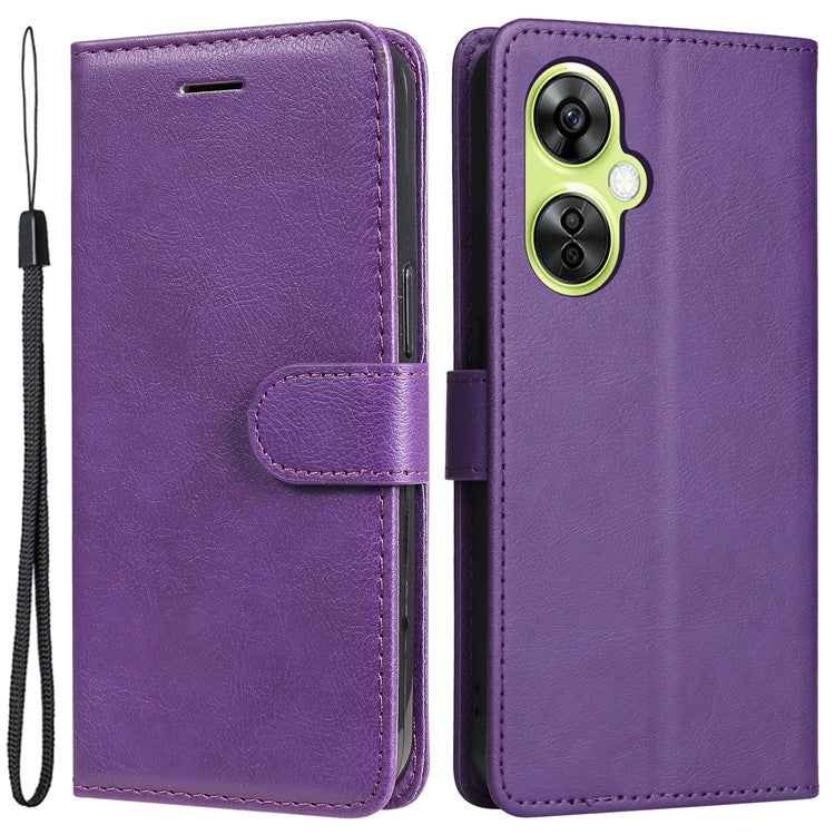 KT Leather Series-2 Wallet Folio Case for OnePlus Nord CE 3 Lite 5G / Nord N30 5G , PU Leather Stand Solid Color Phone Cover - Purple