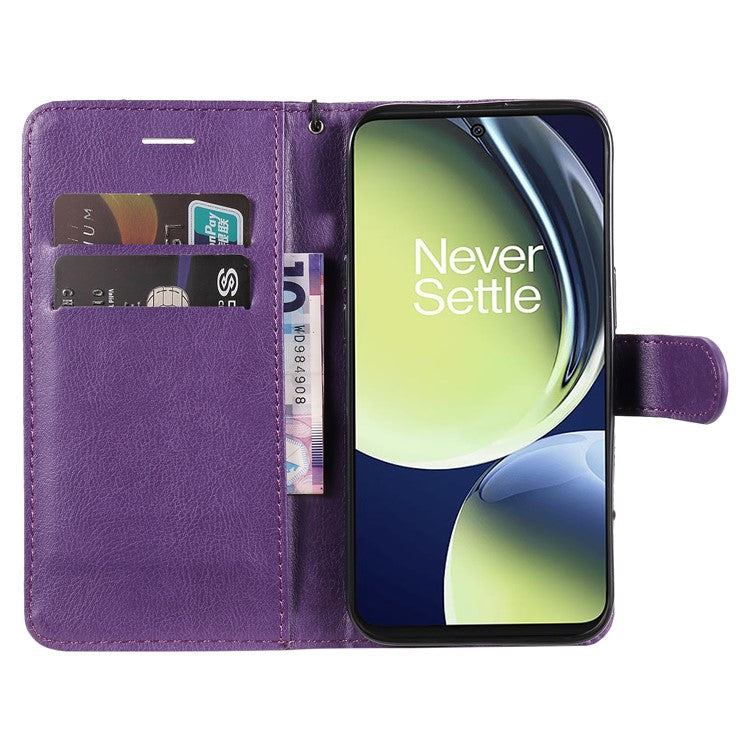 KT Leather Series-2 Wallet Folio Case for OnePlus Nord CE 3 Lite 5G / Nord N30 5G , PU Leather Stand Solid Color Phone Cover - Purple