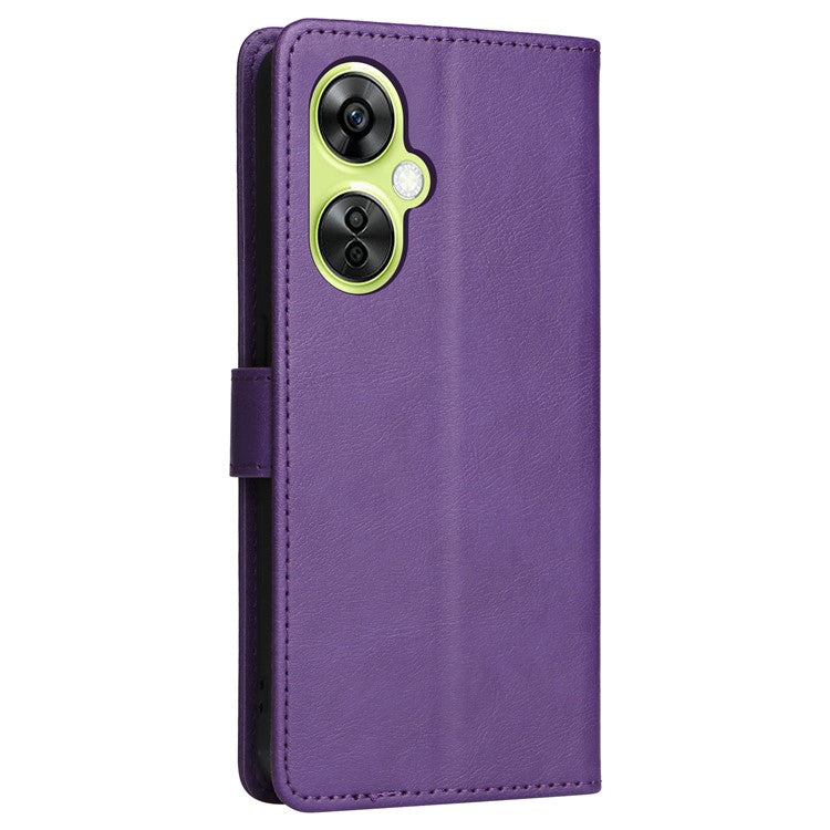 KT Leather Series-2 Wallet Folio Case for OnePlus Nord CE 3 Lite 5G / Nord N30 5G , PU Leather Stand Solid Color Phone Cover - Purple