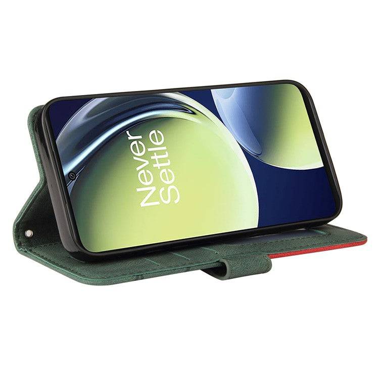 KT Leather Series-1 For OnePlus Nord CE 3 Lite 5G / Nord N30 5G Wallet Phone Case Flip Dual-color Splicing Leather Stand Cover - Green