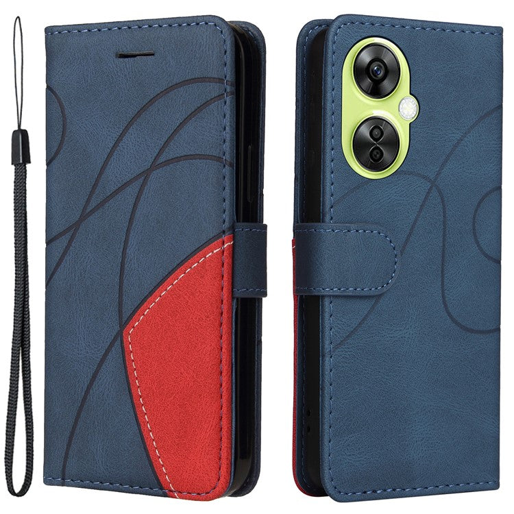 KT Leather Series-1 For OnePlus Nord CE 3 Lite 5G / Nord N30 5G Wallet Phone Case Flip Dual-color Splicing Leather Stand Cover - Blue