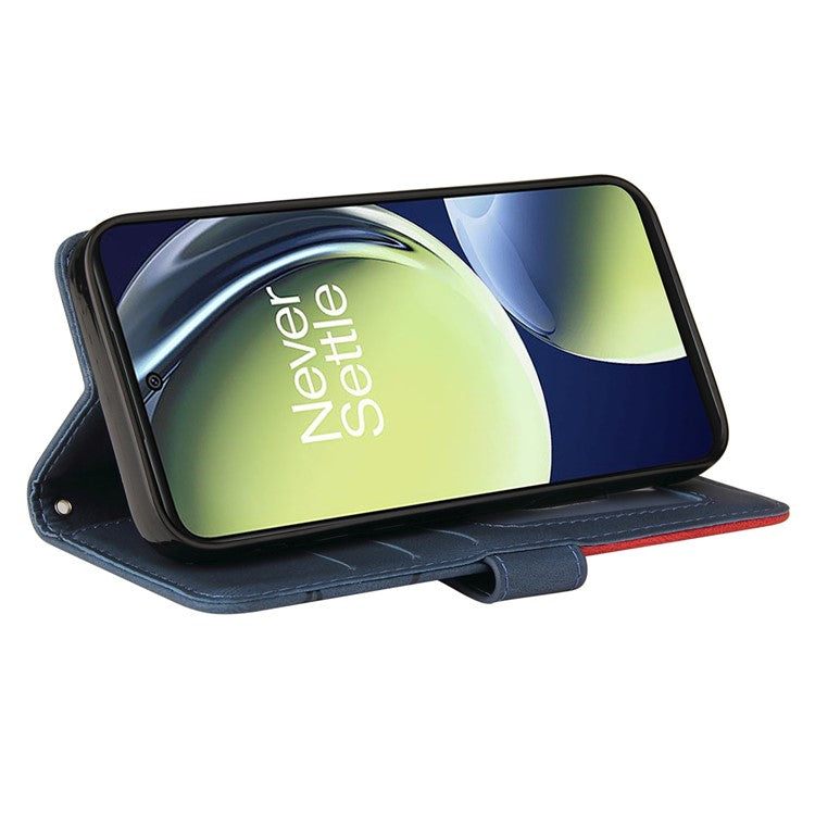 KT Leather Series-1 For OnePlus Nord CE 3 Lite 5G / Nord N30 5G Wallet Phone Case Flip Dual-color Splicing Leather Stand Cover - Blue