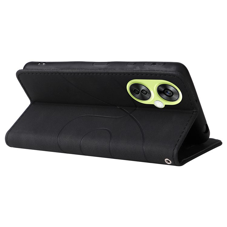 KT Leather Series-1 For OnePlus Nord CE 3 Lite 5G / Nord N30 5G Wallet Phone Case Flip Dual-color Splicing Leather Stand Cover - Black