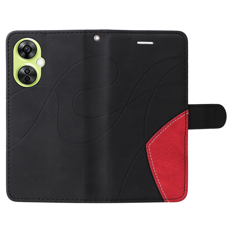 KT Leather Series-1 For OnePlus Nord CE 3 Lite 5G / Nord N30 5G Wallet Phone Case Flip Dual-color Splicing Leather Stand Cover - Black