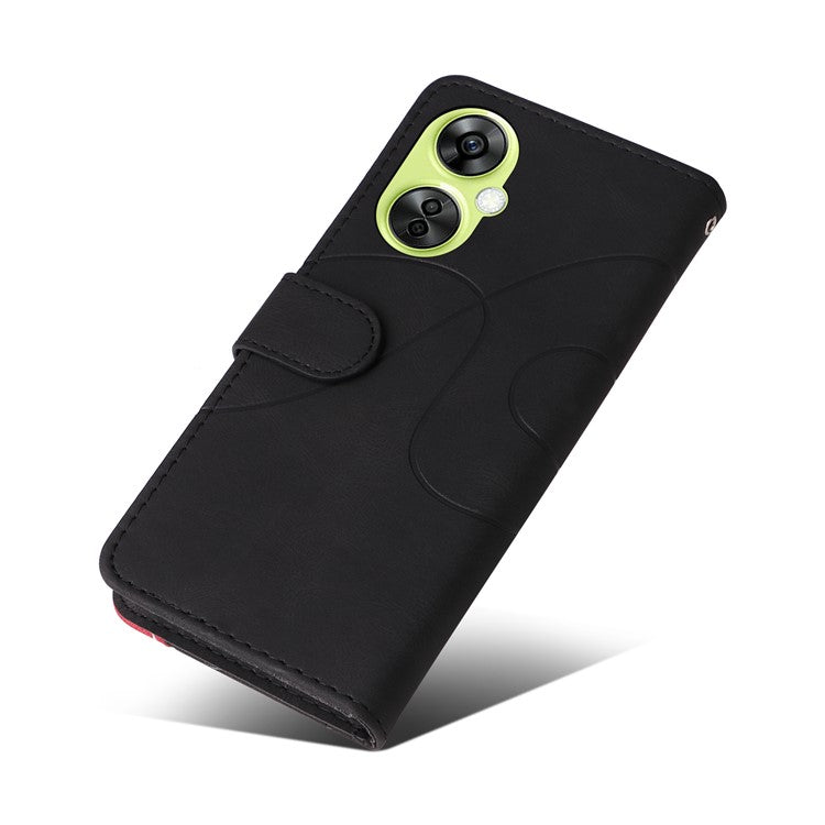 KT Leather Series-1 For OnePlus Nord CE 3 Lite 5G / Nord N30 5G Wallet Phone Case Flip Dual-color Splicing Leather Stand Cover - Black