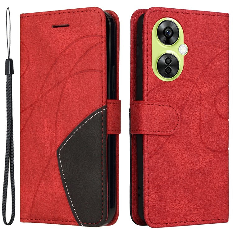 KT Leather Series-1 For OnePlus Nord CE 3 Lite 5G / Nord N30 5G Wallet Phone Case Flip Dual-color Splicing Leather Stand Cover - Red