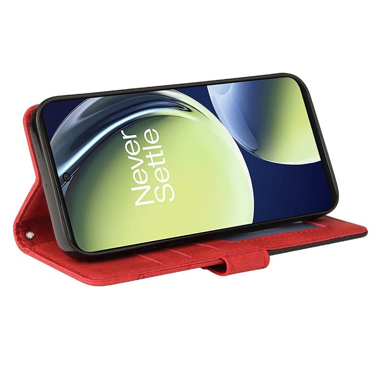 KT Leather Series-1 For OnePlus Nord CE 3 Lite 5G / Nord N30 5G Wallet Phone Case Flip Dual-color Splicing Leather Stand Cover - Red
