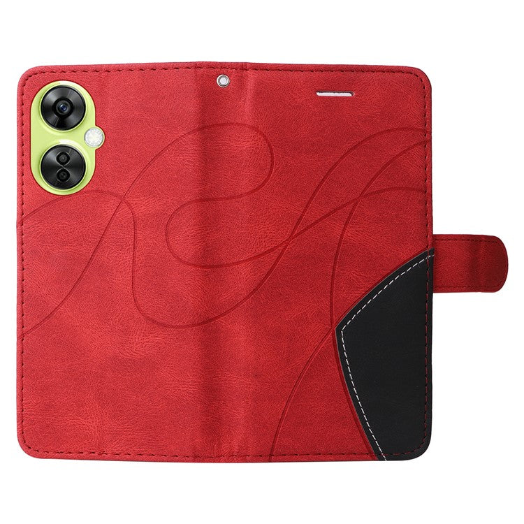KT Leather Series-1 For OnePlus Nord CE 3 Lite 5G / Nord N30 5G Wallet Phone Case Flip Dual-color Splicing Leather Stand Cover - Red