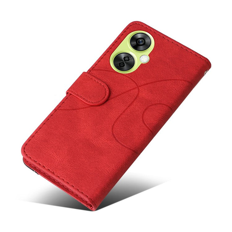 KT Leather Series-1 For OnePlus Nord CE 3 Lite 5G / Nord N30 5G Wallet Phone Case Flip Dual-color Splicing Leather Stand Cover - Red