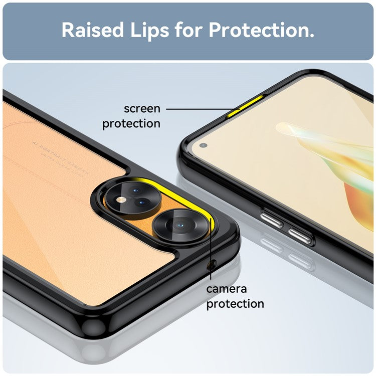 Slim-Fit Phone Cover for Oppo Reno8 T 4G , Phone Protector Anti-Dust TPU+Acrylic Cover - Black