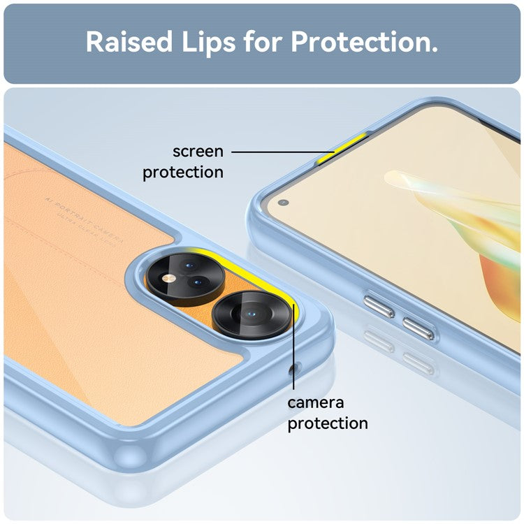 Slim-Fit Phone Cover for Oppo Reno8 T 4G , Phone Protector Anti-Dust TPU+Acrylic Cover - Blue