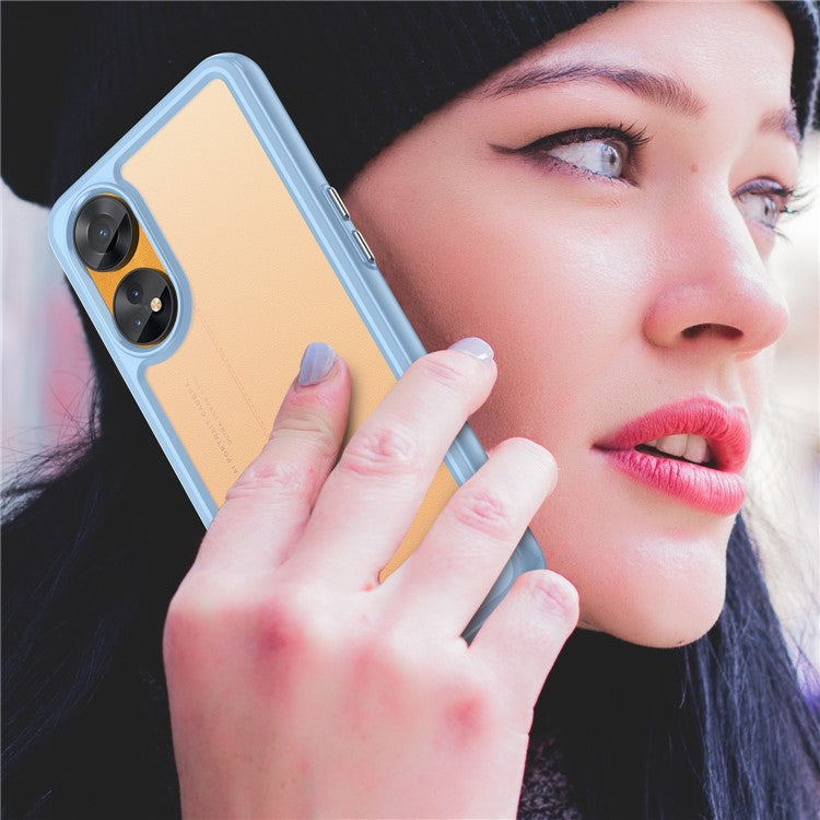 Slim-Fit Phone Cover for Oppo Reno8 T 4G , Phone Protector Anti-Dust TPU+Acrylic Cover - Blue