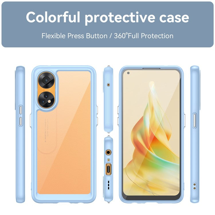 Slim-Fit Phone Cover for Oppo Reno8 T 4G , Phone Protector Anti-Dust TPU+Acrylic Cover - Blue