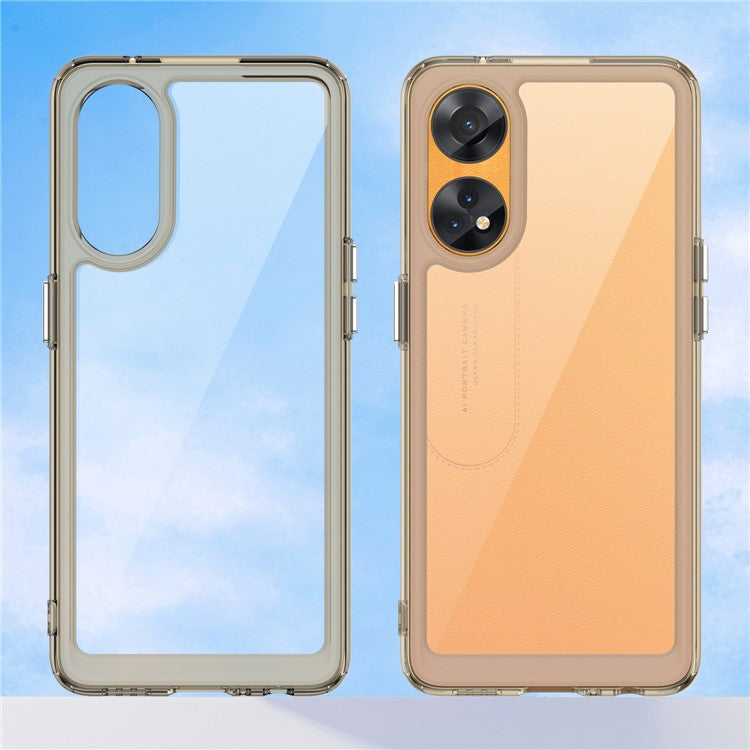 Slim-Fit Phone Cover for Oppo Reno8 T 4G , Phone Protector Anti-Dust TPU+Acrylic Cover - Transparent Grey