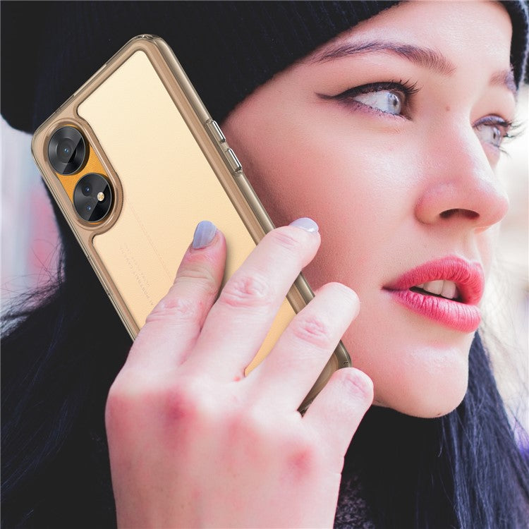 Slim-Fit Phone Cover for Oppo Reno8 T 4G , Phone Protector Anti-Dust TPU+Acrylic Cover - Transparent Grey