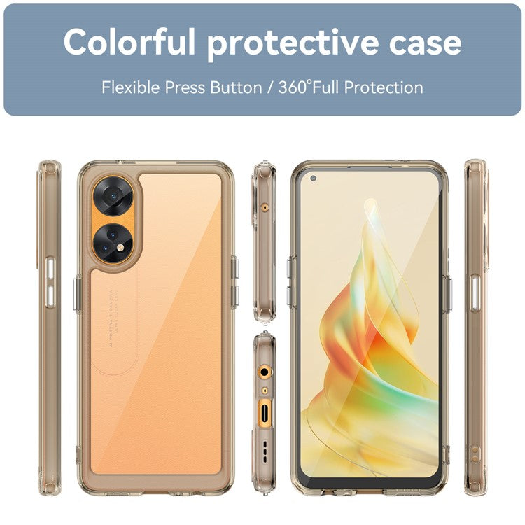 Slim-Fit Phone Cover for Oppo Reno8 T 4G , Phone Protector Anti-Dust TPU+Acrylic Cover - Transparent Grey