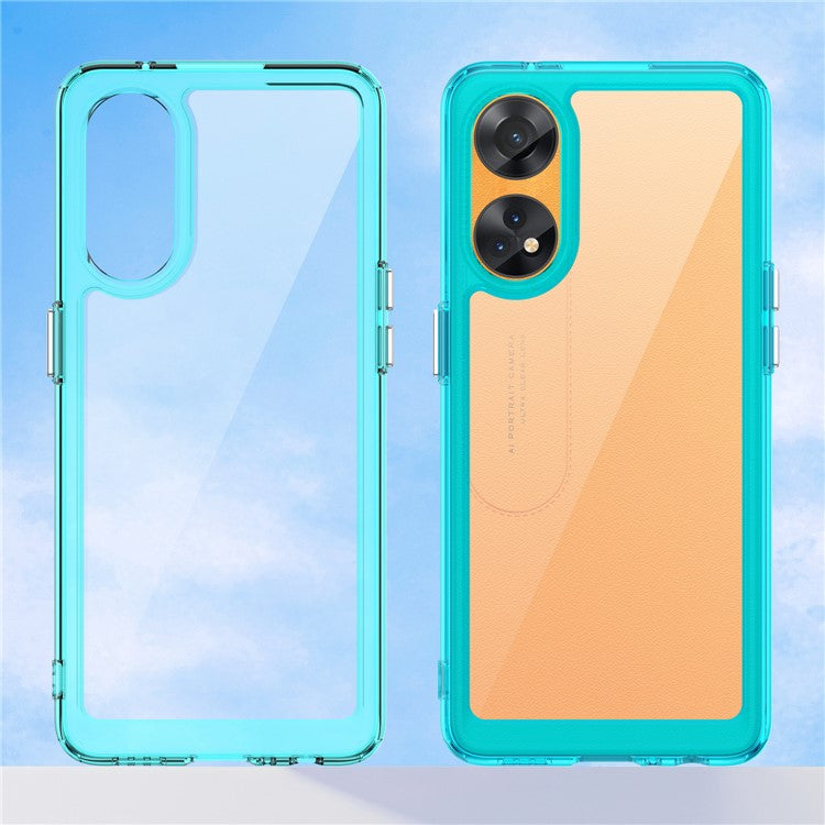 Slim-Fit Phone Cover for Oppo Reno8 T 4G , Phone Protector Anti-Dust TPU+Acrylic Cover - Transparent Blue