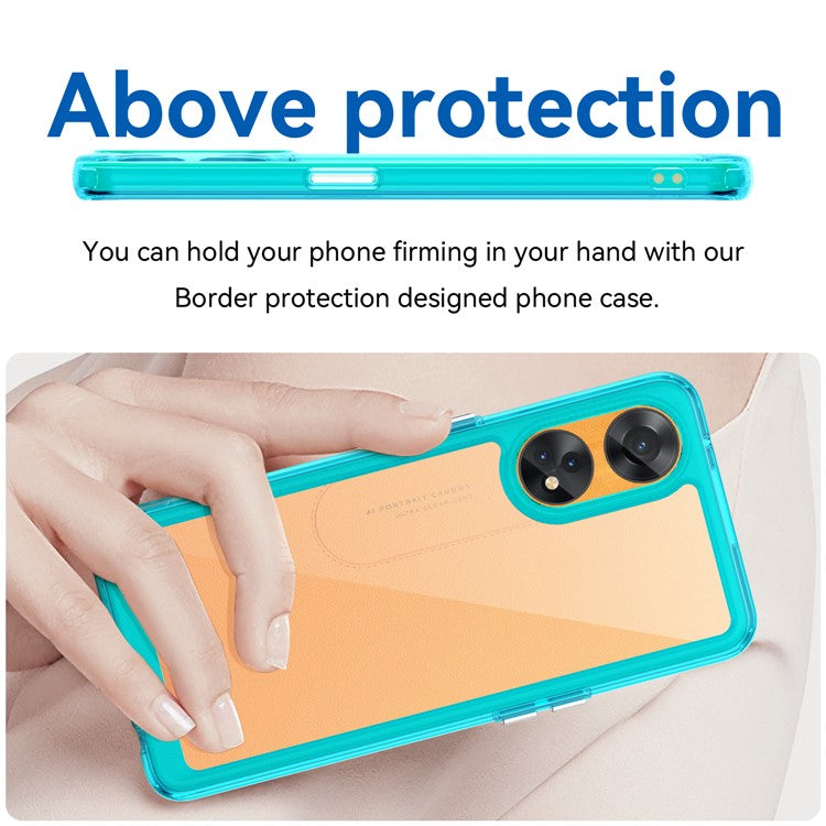 Slim-Fit Phone Cover for Oppo Reno8 T 4G , Phone Protector Anti-Dust TPU+Acrylic Cover - Transparent Blue
