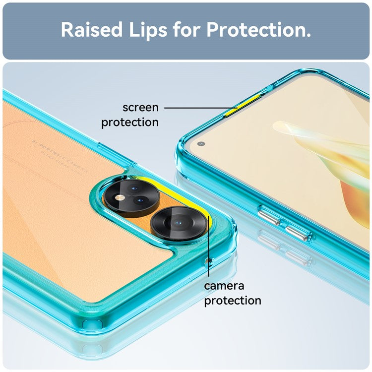 Slim-Fit Phone Cover for Oppo Reno8 T 4G , Phone Protector Anti-Dust TPU+Acrylic Cover - Transparent Blue