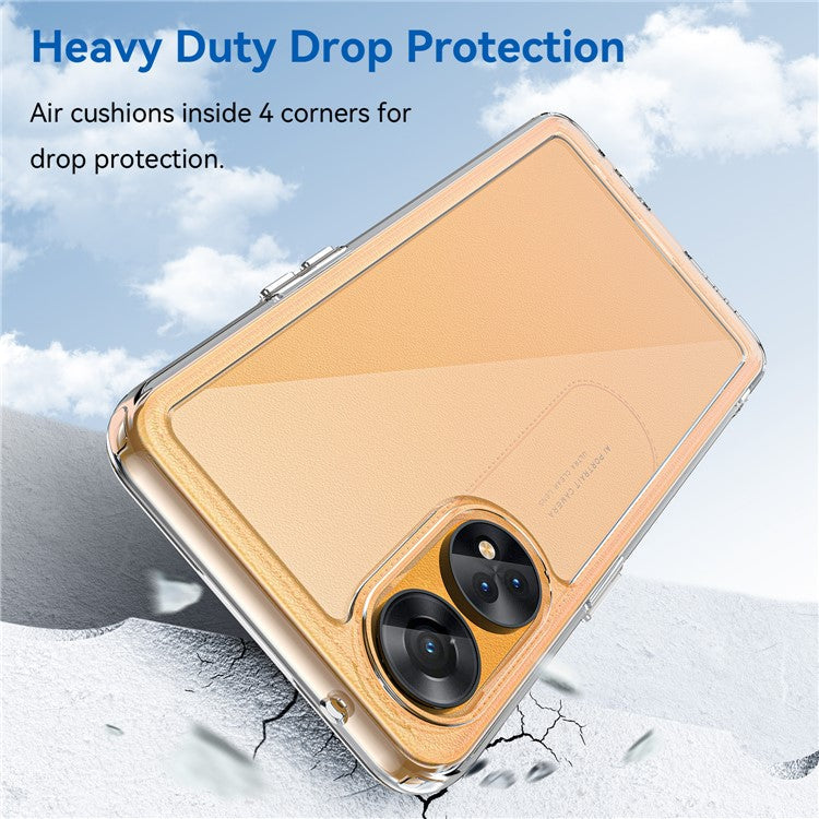 Slim-Fit Phone Cover for Oppo Reno8 T 4G , Phone Protector Anti-Dust TPU+Acrylic Cover - Transparent