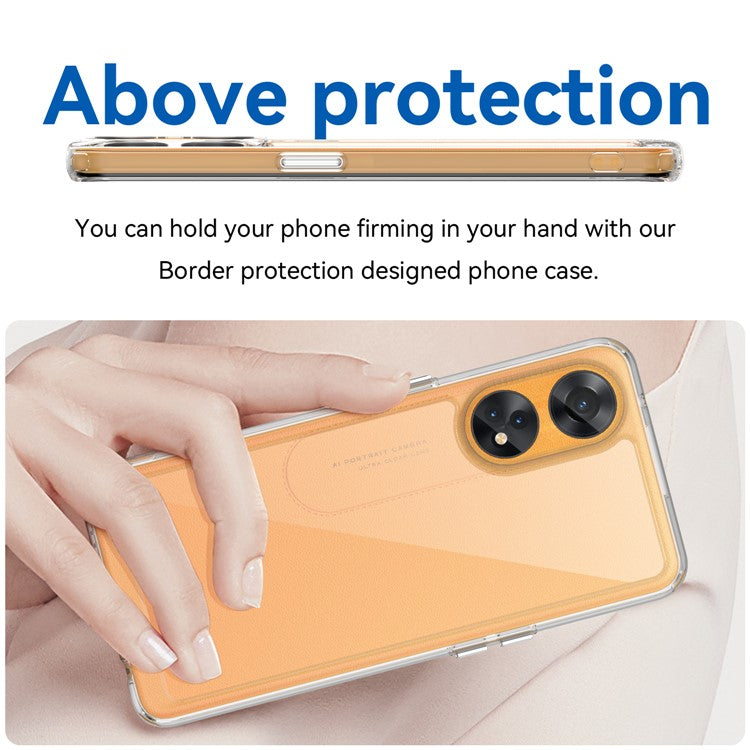 Slim-Fit Phone Cover for Oppo Reno8 T 4G , Phone Protector Anti-Dust TPU+Acrylic Cover - Transparent