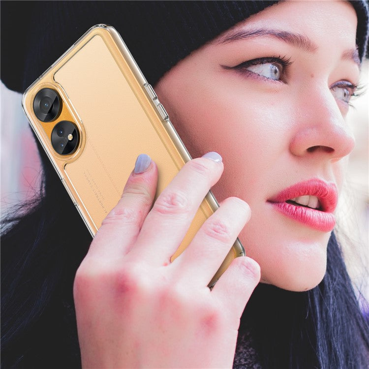 Slim-Fit Phone Cover for Oppo Reno8 T 4G , Phone Protector Anti-Dust TPU+Acrylic Cover - Transparent