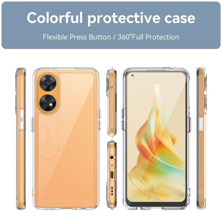 Slim-Fit Phone Cover for Oppo Reno8 T 4G , Phone Protector Anti-Dust TPU+Acrylic Cover - Transparent