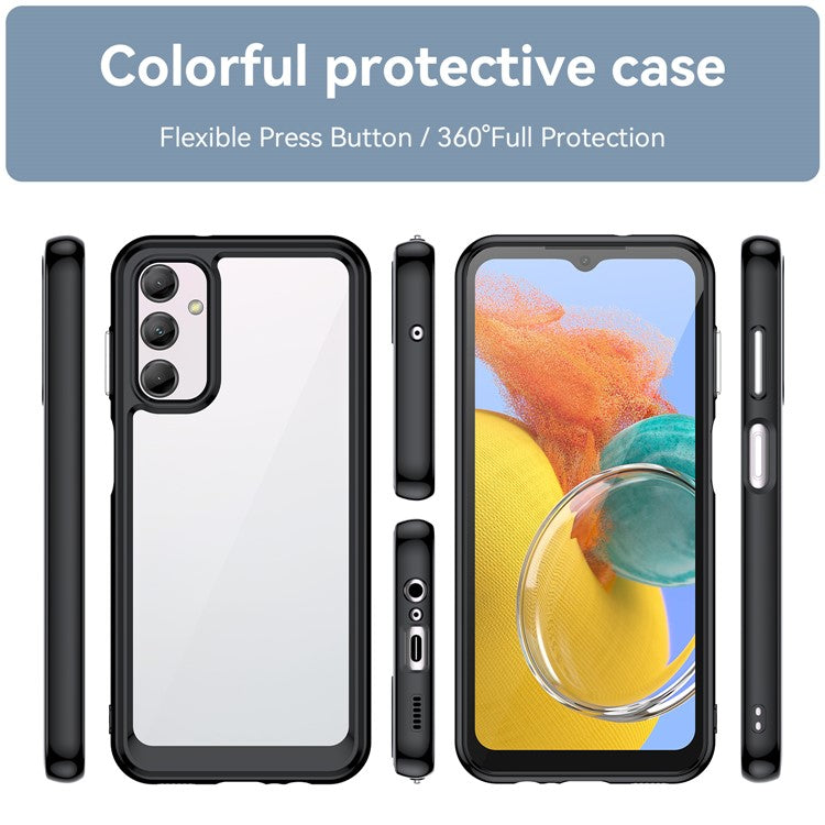 For Samsung Galaxy M14 5G Anti-Drop Phone Cover TPU+Acrylic Dustproof Phone Case Shell - Black