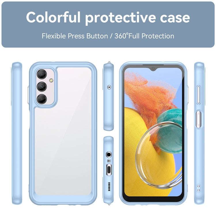 For Samsung Galaxy M14 5G Anti-Drop Phone Cover TPU+Acrylic Dustproof Phone Case Shell - Blue