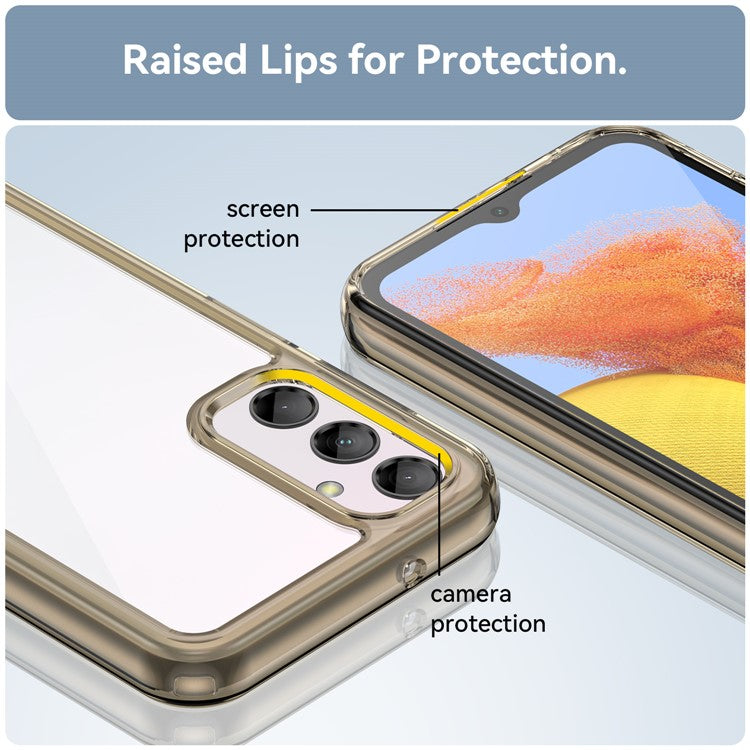 For Samsung Galaxy M14 5G Anti-Drop Phone Cover TPU+Acrylic Dustproof Phone Case Shell - Transparent Grey