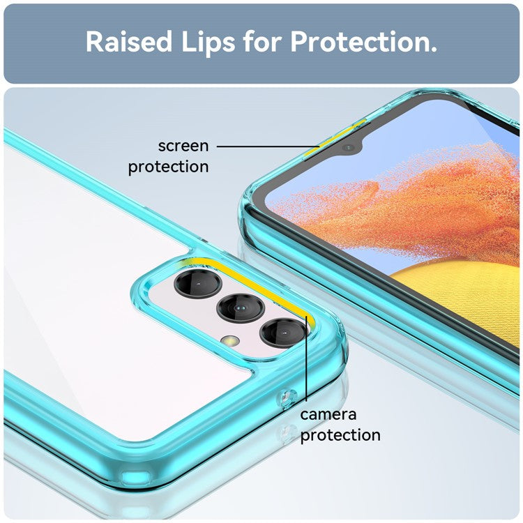 For Samsung Galaxy M14 5G Anti-Drop Phone Cover TPU+Acrylic Dustproof Phone Case Shell - Transparent Blue