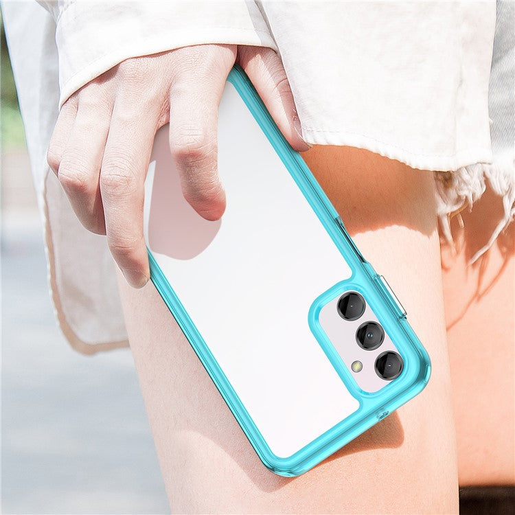 For Samsung Galaxy M14 5G Anti-Drop Phone Cover TPU+Acrylic Dustproof Phone Case Shell - Transparent Blue