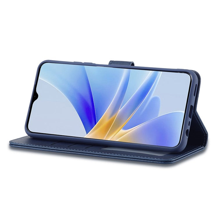 LC.IMEEKE Phone Cover for Oppo A78 5G / A58 5G / A58x 5G PU Leather Calf Texture Stand Wallet Case - Blue
