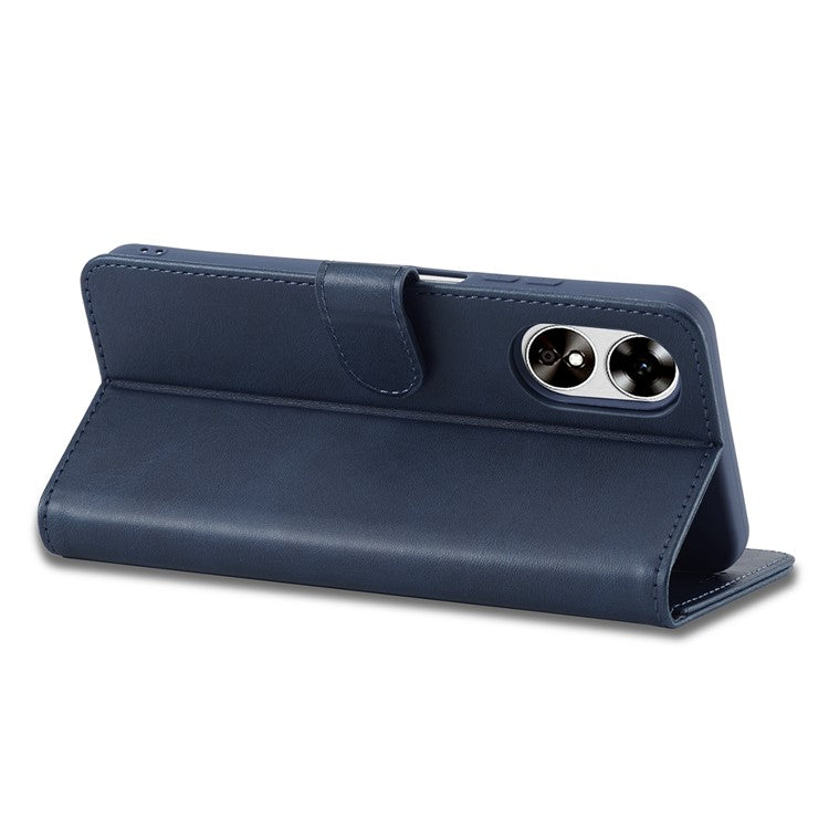 LC.IMEEKE Phone Cover for Oppo A78 5G / A58 5G / A58x 5G PU Leather Calf Texture Stand Wallet Case - Blue